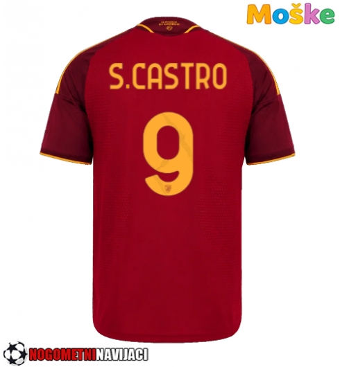 Moške Nogometnih dresov AS Roma Santiago Castro #9 Domači 2026-27 Kratki rokavi Moške Nogometnih dresov AS Roma Santiago Castro #9 Domači 2026-27 Kratki rokavi